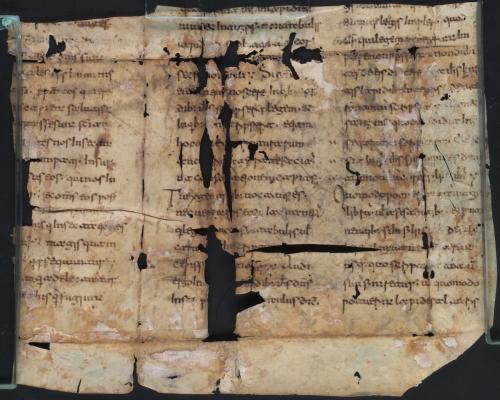 A ninth century fragment used as binding material.
